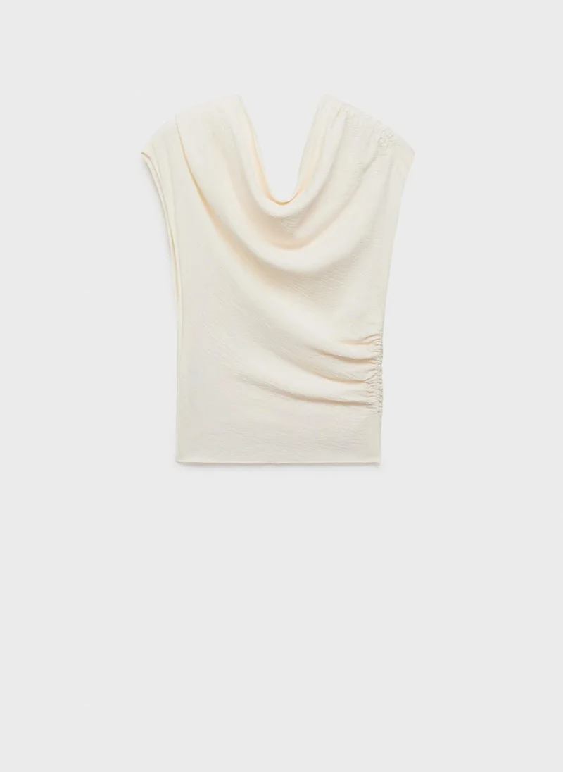 MANGO Asymmetric Ruched Top