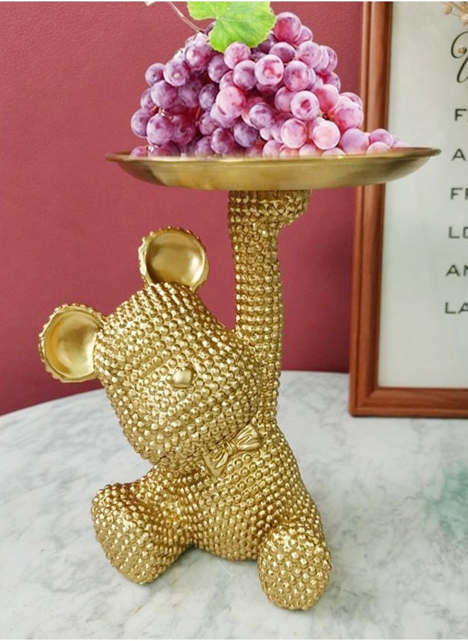 C&C Home - Bear Statue and Sculptures for Home Decorations Bear Figurine Storage Tray Key Bowl Candy Dish Resin Fun Sculpture Jewelry Container Storage Box for Entryway Table Coffee Table 16x14x18 cm - Image 1