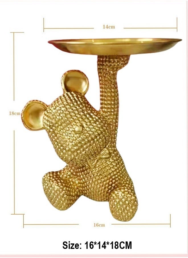 C&C Home - Bear Statue and Sculptures for Home Decorations Bear Figurine Storage Tray Key Bowl Candy Dish Resin Fun Sculpture Jewelry Container Storage Box for Entryway Table Coffee Table 16x14x18 cm - Image 1