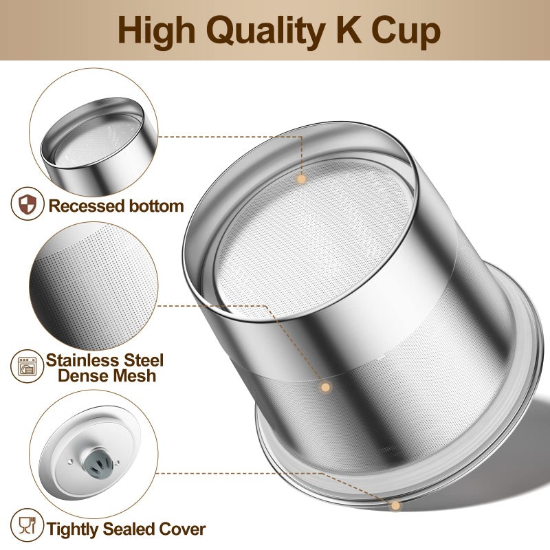 RETHONE K Cup Reusable Coffee Pods, Stainless Steel Reusable K Cups Coffee Filter Compatible with Keurig 1.0 & 2.0 Coffee Makers BPA-Free Refillable Coffee Filters (4 Pack) - Image 4