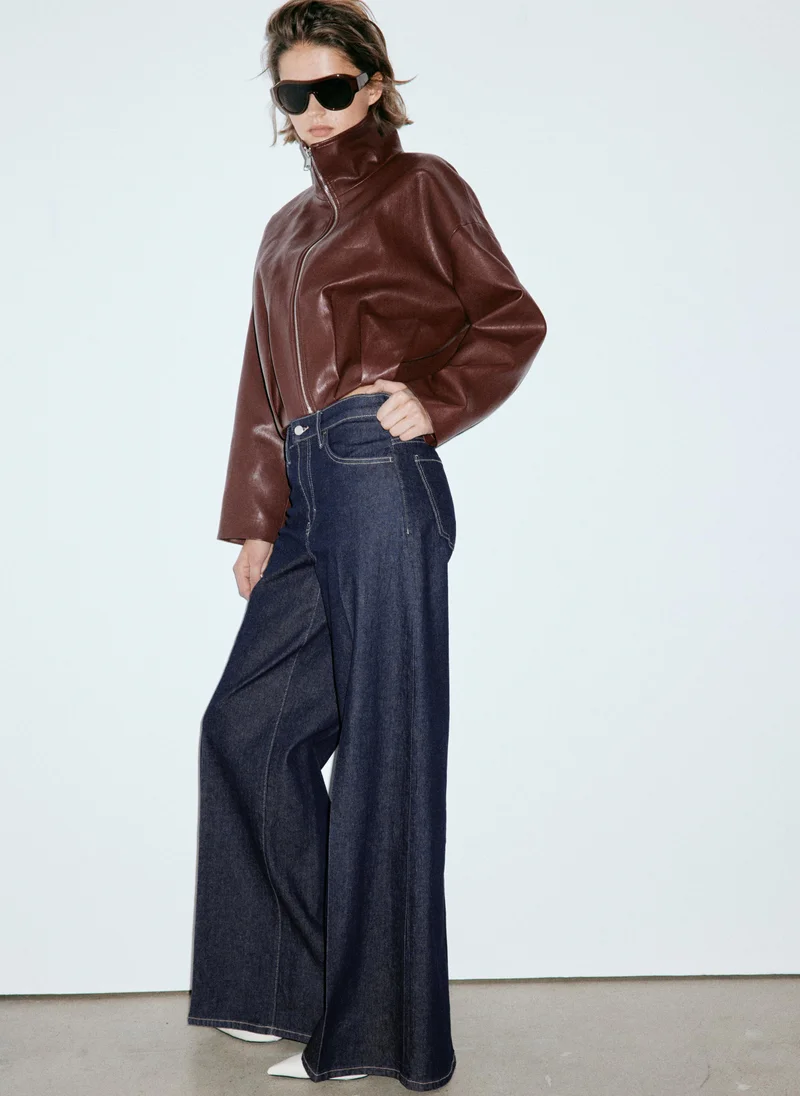 Mango TS-TEJANO SOFT High-Waisted Wideleg Jeans for Women | Best Price UAE