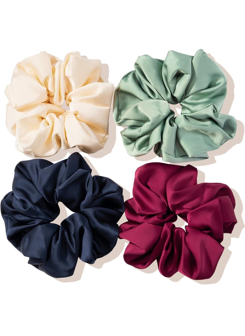 Lolalet - Lolalet Big Scrunchies for Women, 5.9 Inch Large Satin Scrunchies Jumbo Oversized Elastic Hair Ties Extra Large Giant Hair Bands -4 Pack, Style C - Image 1