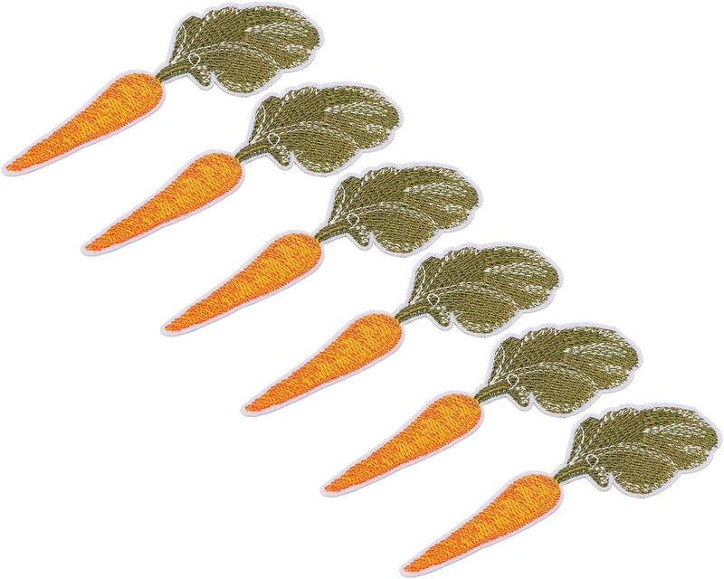 HEEPDD Iron on Embroidered Patch Set, Carrot Pattern, 6pcs DIY Patches for Clothing Repair, 10x3.5cm Suitable for Most Fabrics Iron on Embroidered Patch Set, Cotton Cute Nan Sewing - Image 1