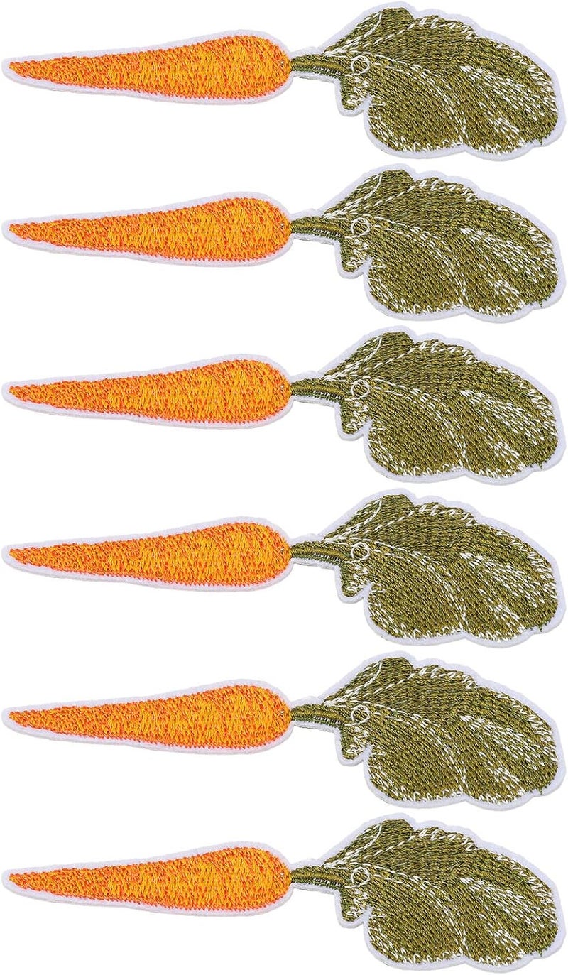 HEEPDD Iron on Embroidered Patch Set, Carrot Pattern, 6pcs DIY Patches for Clothing Repair, 10x3.5cm Suitable for Most Fabrics Iron on Embroidered Patch Set, Cotton Cute Nan Sewing - Image 2