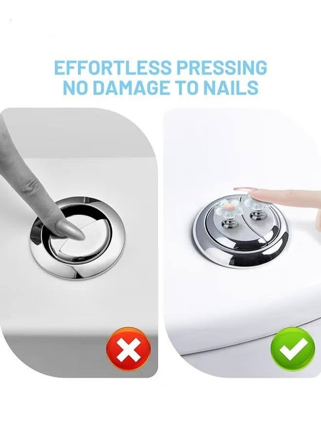 2 PCS Toilet Button Pusher for Nail Protection - Flower Toilet Button Pusher - Toilet Seat Lifter Accessories - for Toilet Lid & Tank Covers Drawer Toilet Tank Button Aid Bathroom Decor (Transparent Blue)  - Image 5