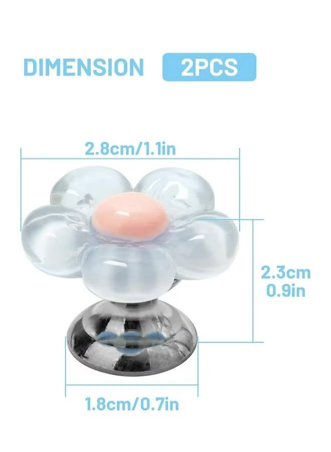 2 PCS Toilet Button Pusher for Nail Protection - Flower Toilet Button Pusher - Toilet Seat Lifter Accessories - for Toilet Lid & Tank Covers Drawer Toilet Tank Button Aid Bathroom Decor (Transparent Blue)  - Image 3