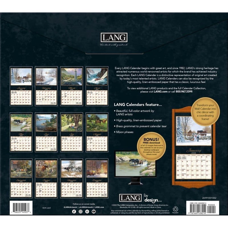 Lang Treasured Times 2026 Wall Calendar â€“ 12-Month Calendar with Stapled Binding, Linen-Embossed Nostalgic Artwork by D.R. Laird, 13.4" Ã— 12" - Image 3