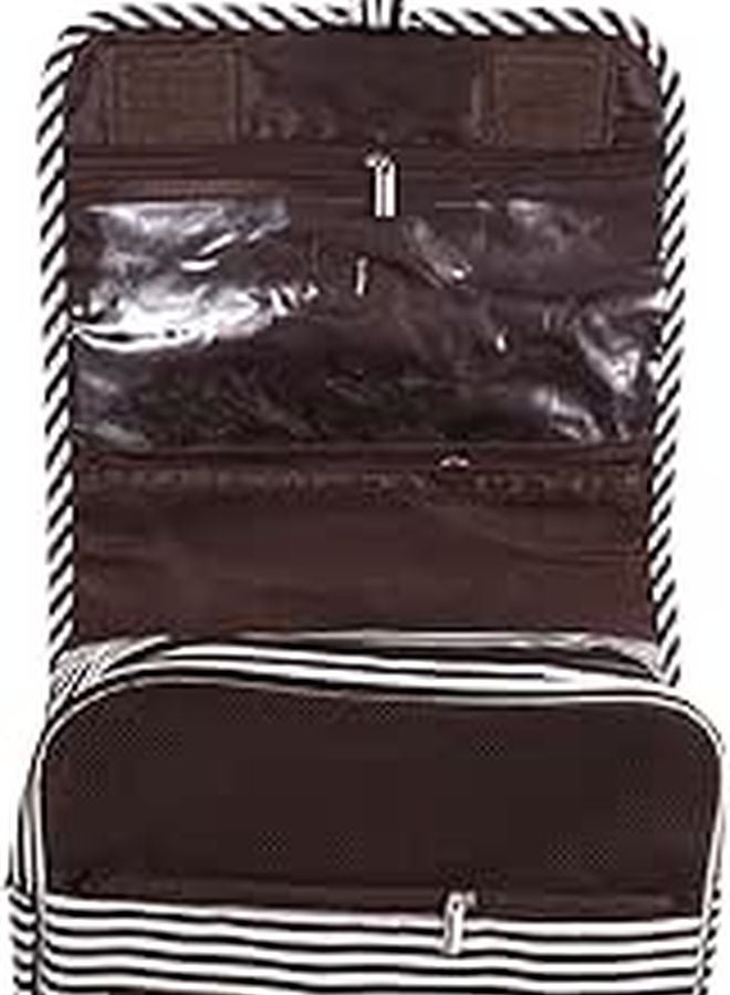 Waterproof Travel Makeup Bag Hanging Toiletry Organizer Coffee Stripe Dacron Folding Storage Pouch - Image 1