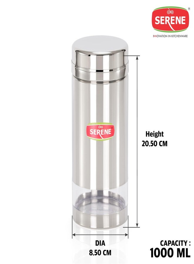 Serene 1053 Stainless Steel Airtight Containers | Side See-Through Transparent Window | Food Grade, Leakproof & Rust-Proof Jars | Kitchen Storage for Spices, Snacks, Pulses & Dry Fruits | Pack of 2 - Image 2