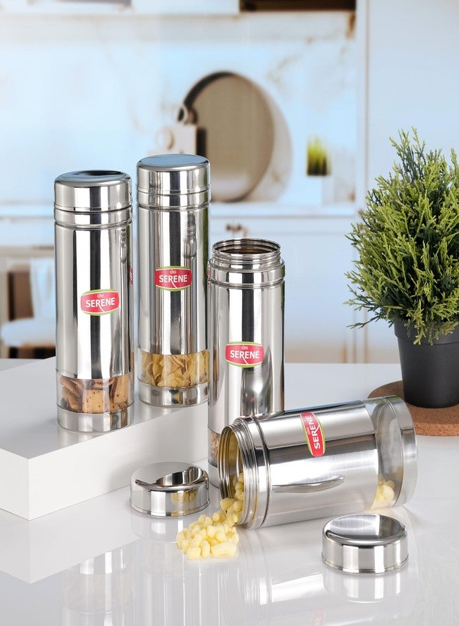 Serene 1053 Stainless Steel Airtight Containers | Side See-Through Transparent Window | Food Grade, Leakproof & Rust-Proof Jars | Kitchen Storage for Spices, Snacks, Pulses & Dry Fruits | Pack of 2 - Image 5