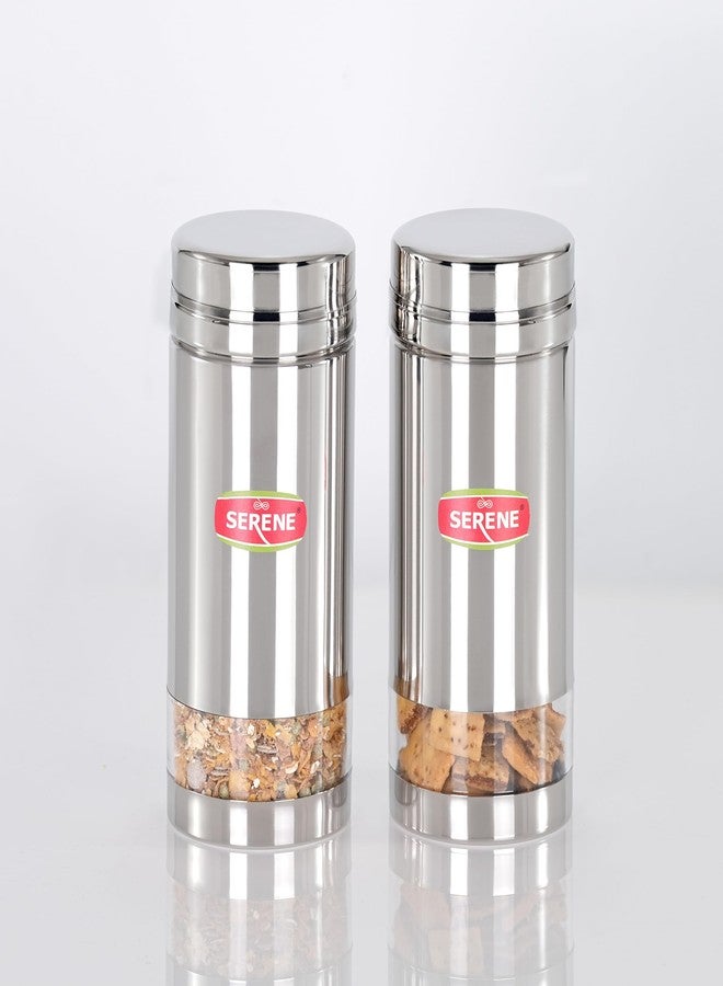 Serene 1053 Stainless Steel Airtight Containers | Side See-Through Transparent Window | Food Grade, Leakproof & Rust-Proof Jars | Kitchen Storage for Spices, Snacks, Pulses & Dry Fruits | Pack of 2 - Image 1