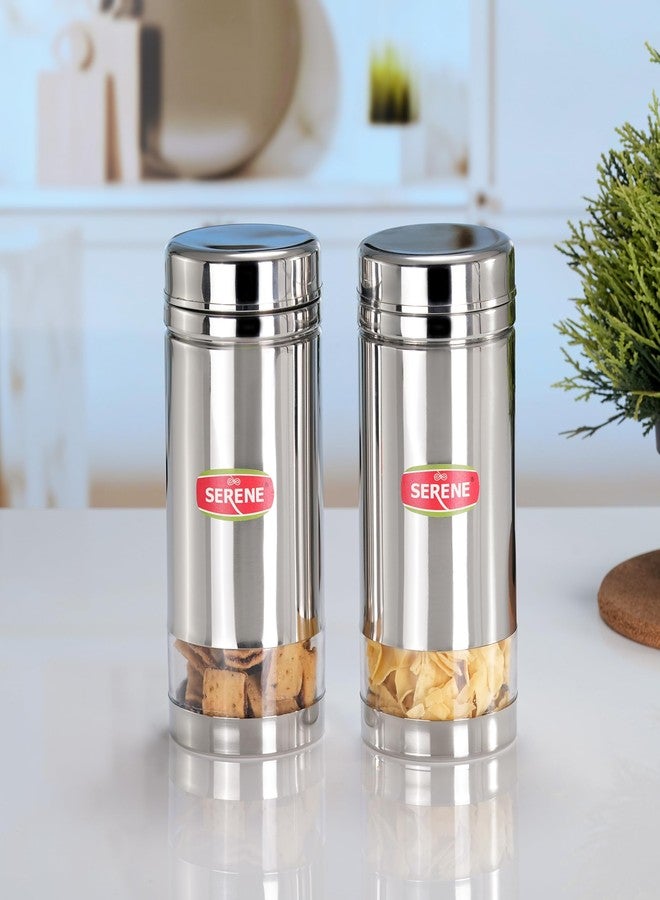 Serene 1053 Stainless Steel Airtight Containers | Side See-Through Transparent Window | Food Grade, Leakproof & Rust-Proof Jars | Kitchen Storage for Spices, Snacks, Pulses & Dry Fruits | Pack of 2 - Image 3