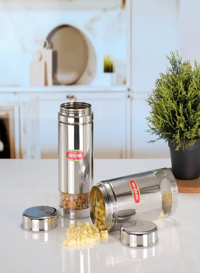 Serene 1053 Stainless Steel Airtight Containers | Side See-Through Transparent Window | Food Grade, Leakproof & Rust-Proof Jars | Kitchen Storage for Spices, Snacks, Pulses & Dry Fruits | Pack of 2 - Image 4