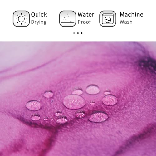 Gibelle Abstract Shower Curtain, Pink Purple Blue Marble Shower Curtain for Bathroom, Modern Ink Art Decor Waterproof Fabric Shower Curtain Set with Hooks, 71x71 - Image 5