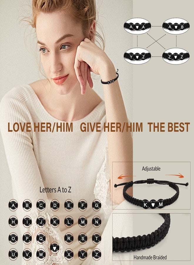 Btysun Bracelets for Teens Initial Gifts for Her Letter Charm E&J Trendy Birthday Gifts for Her Boyfriend Wife Girlfriend Adjustable Christmas Jewelry - Image 2