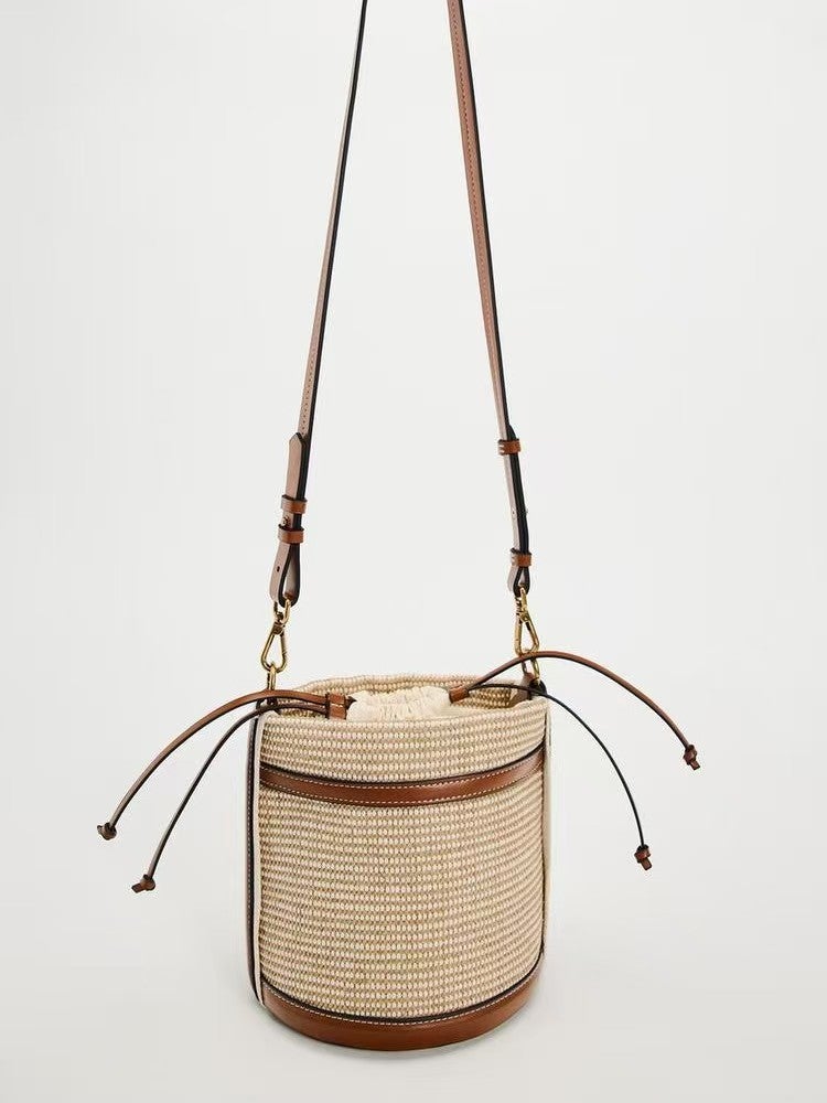 Za Women'S Handbag Bag Fashion Color-Blocked Single Shoulder Tote Crossbody Woven Bucket Bag For Women - Image 4