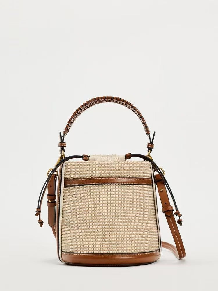 Za Women'S Handbag Bag Fashion Color-Blocked Single Shoulder Tote Crossbody Woven Bucket Bag For Women - Image 2