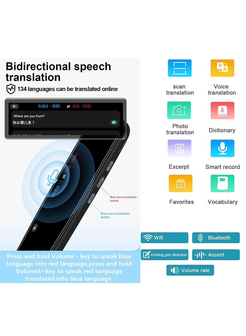 Translation Pen Scan Reader Text to Speech Device Language Translator Device Support 134 Languages OCR Digital Reader Pen, Photo and Text & Voice Translation Device, Reading Pen (BLACK) - Image 4
