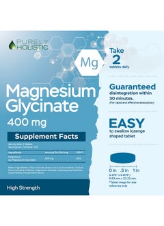 Purely Holistic Magnesium Glycinate 400Mg 270 Magnesium Tablets (Not Capsules) 400 Mg Elemental Magnesium Highly Bioavailable Vegan And Vegetarian For Improved Sleep Stress Relief & Cramp Defense  - Image 3