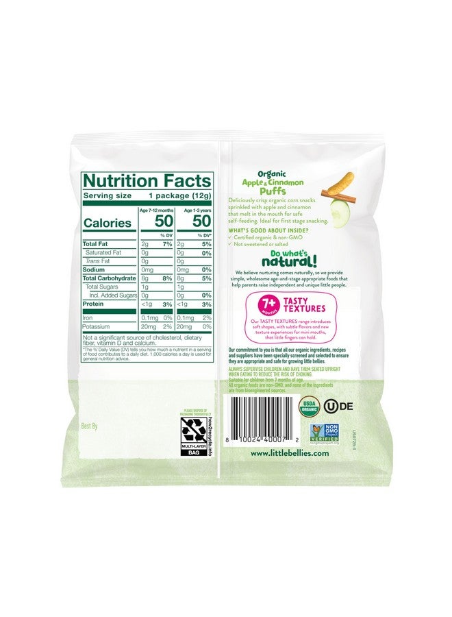 Little Bellies Organic Puffs Variety Pack, Blueberry & Apple and Cinnamon (Pack of 18) - Image 1