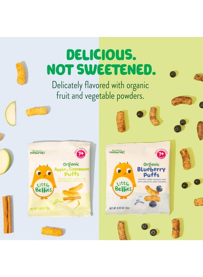 Little Bellies Organic Puffs Variety Pack, Blueberry & Apple and Cinnamon (Pack of 18) - Image 4