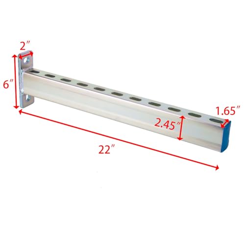 PHLKJL 4 Pack Steel Shelf Bracket,DIY Bracket,Display Bracket,Tool Shelf Support,DIY Projects,Metal Strut Channel, Slotted,Pipe Suppor,Galvanized Coating,22 in Length. - Image 2