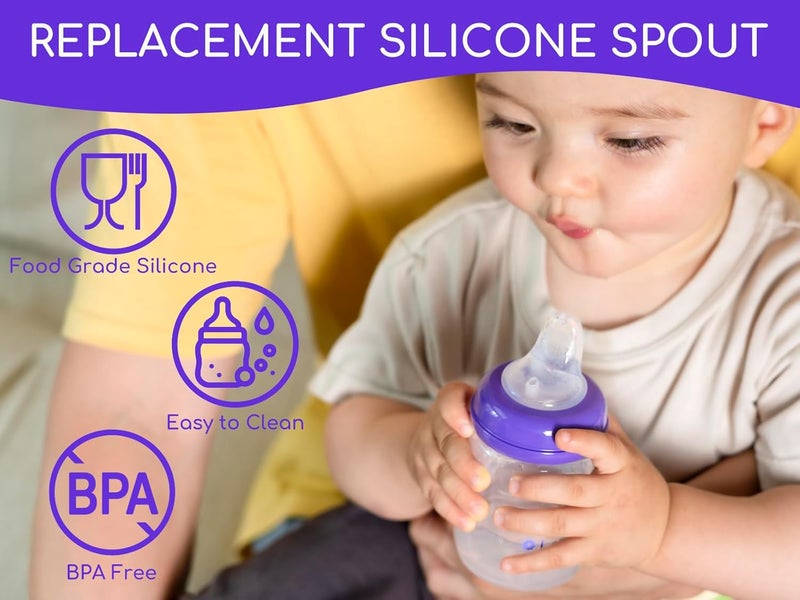 CHUBBIEE Sippy Straw Nipples Compatible with Lansinoh Baby Bottles Replacement Bottle Nipple Soft Food Grade 100 Silicone Spouts LeakProof BPA Free Variable Flow 9m 4 Count Sippy Spout - Image 4