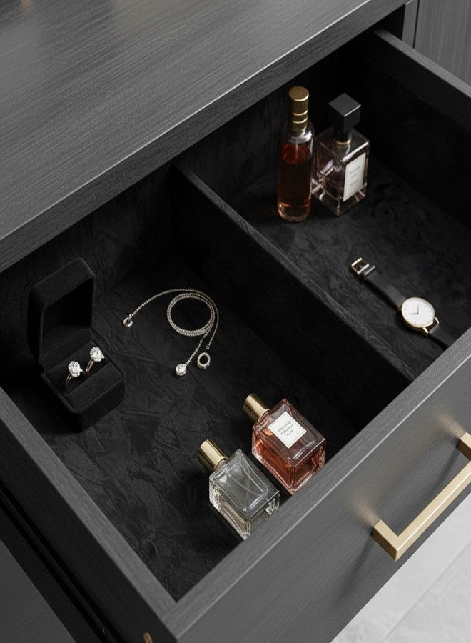 ReWallpaper ورق حائط أسود من ReWallpaper قابل للتقشير واللصق، ورق حائط مخملي سميك منقوش، ورق حائط ذاتي اللصق، ورق اتصال أسود، لفافة من القماش اللباد لبطانة درج المجوهرات 17.5 بوصة × 6.5 قدم - Image 2