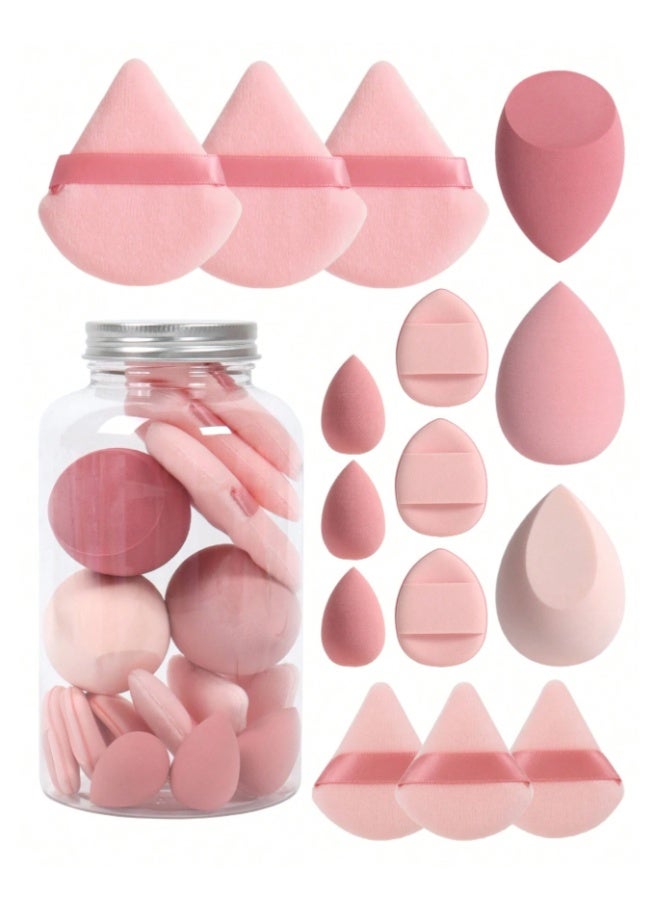 15-Piece Makeup Sponge Set with Storage Case, 3 Loose Powder Puffs, 3 Mini Loose Powder Puffs, 3 Makeup Sponges, 3 Mini Makeup Sponges, 3 Mini Cushion Puffs - Image 4
