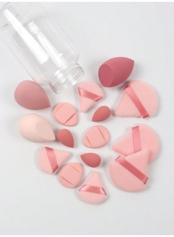 15-Piece Makeup Sponge Set with Storage Case, 3 Loose Powder Puffs, 3 Mini Loose Powder Puffs, 3 Makeup Sponges, 3 Mini Makeup Sponges, 3 Mini Cushion Puffs - Image 2