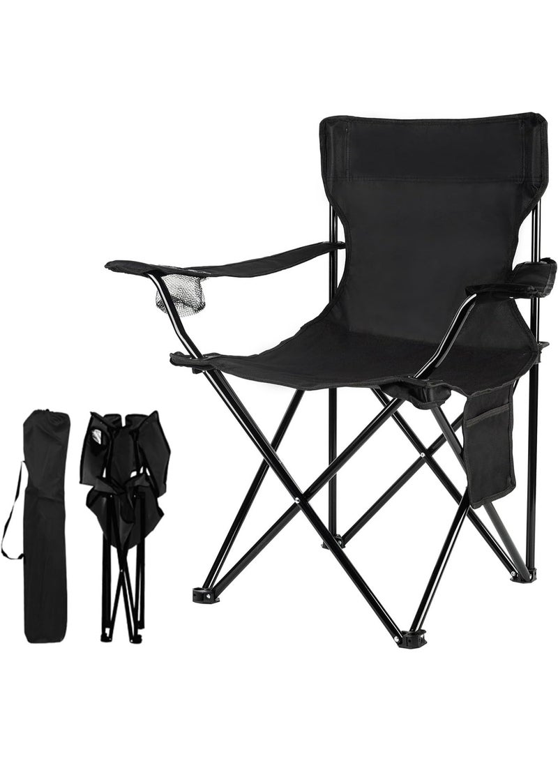 Beauenty Portable Camping Chair, Casual Folding Chair, Black, 4lbs, Supports 300lbs, Ideal for Camping, Tailgating - Image 1