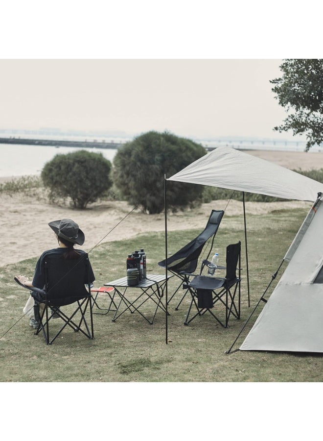 Beauenty Portable Camping Chair, Casual Folding Chair, Black, 4lbs, Supports 300lbs, Ideal for Camping, Tailgating - Image 2