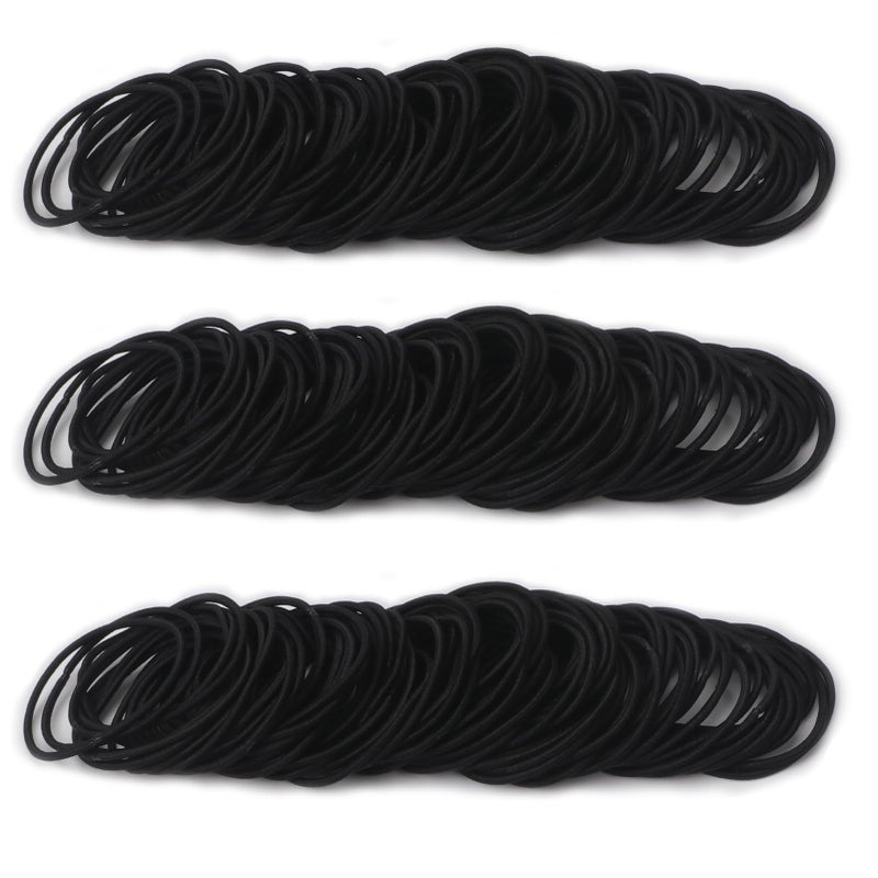 Unaone Hair Elastics Ties 300 PCS Stretchable Rubber Hair Band No Crease Hair Band 2mm for Thin Hair Suitable for Women Men Girls and BoysBlack