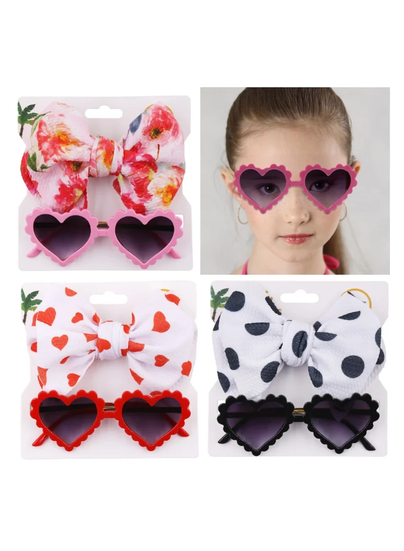 D'Daniela Aisha Glasses and Bow Barrette Ponytail Set For Babies and Girls - Multicolor