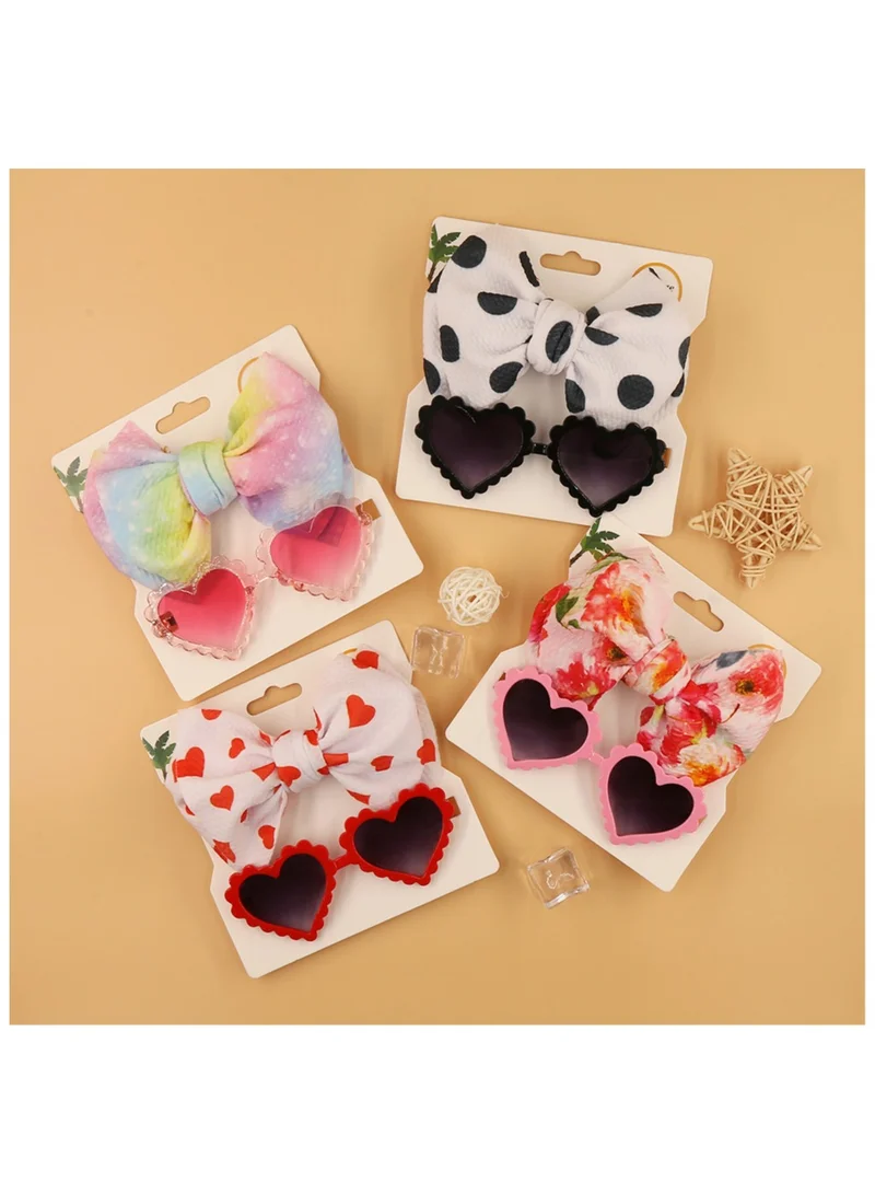 D'Daniela Aisha Glasses and Bow Barrette Ponytail Set For Babies and Girls - Multicolor