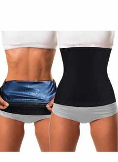 Waist Trimmer for Women Sweat Wrap, Trainer Sweat, Tummy Workout Belt Stomach Wraps, Postpartum Corset Waistband Bodybuilding, Wraps Weight Loss (2 PCS, 3XL)