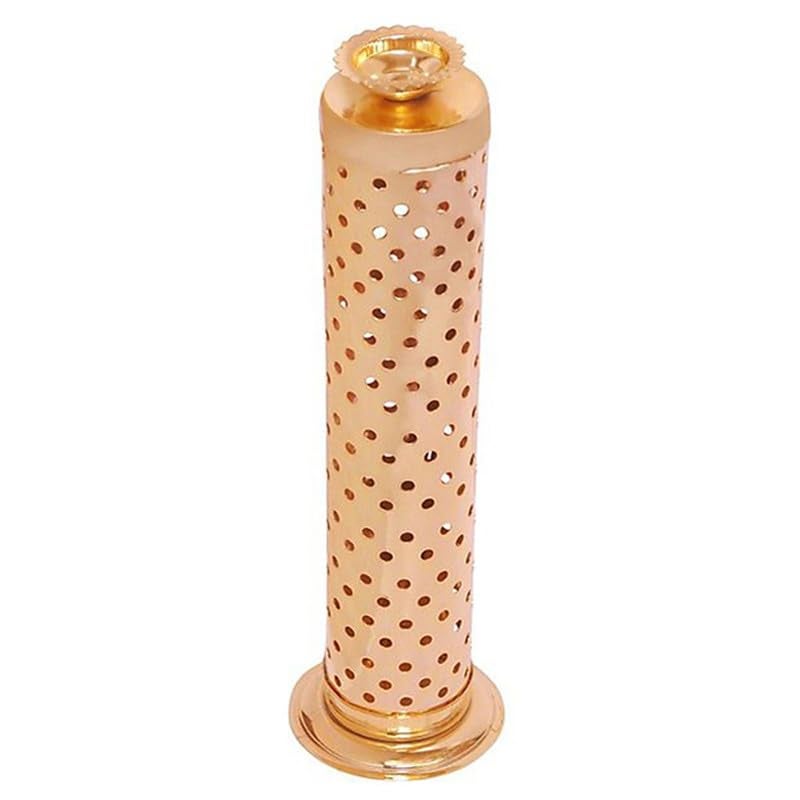 Mini House Mini House Stainless Steel Agarbatti Incense Stick Stand Holder With Ash Catcher Dhoop Holder On Top For Home Dark Gold 1RoundStainless Steel - Image 1
