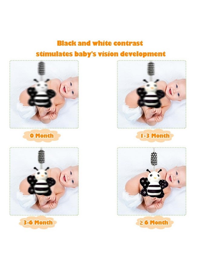 KAKIBLIN Baby Hanging Toy,3 Pack Black and White Baby Toys for 3 6 9 12 Months, High Contrast Hanging Toys,Plush Soft Stroller Rattles Toys for Boys and Girls(21CM, Ladybug,Bee & Owl) - Image 3