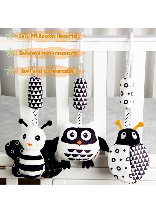 KAKIBLIN Baby Hanging Toy,3 Pack Black and White Baby Toys for 3 6 9 12 Months, High Contrast Hanging Toys,Plush Soft Stroller Rattles Toys for Boys and Girls(21CM, Ladybug,Bee & Owl) - Image 4