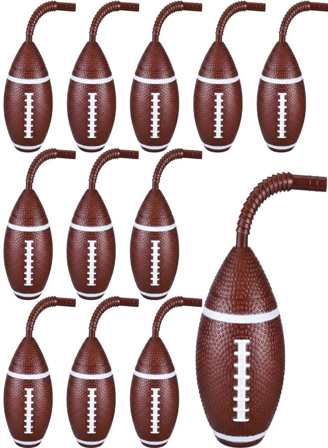 PAKCHOICE 12 Pcs Football Cups with Straws and Lids, 10oz Reusable Leak-Proof Football Party Favors, Textured Super Football Theme Birthday Party Supplies for Kids Adults, Game Day Tailgate Decorations - Image 1