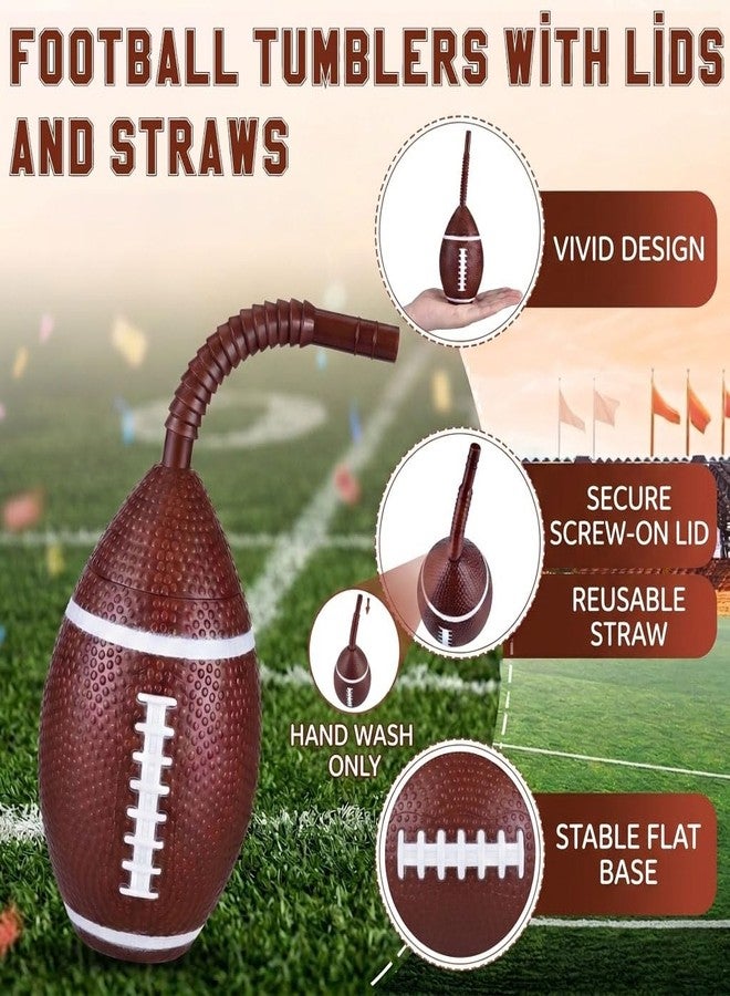 PAKCHOICE 12 Pcs Football Cups with Straws and Lids, 10oz Reusable Leak-Proof Football Party Favors, Textured Super Football Theme Birthday Party Supplies for Kids Adults, Game Day Tailgate Decorations - Image 3