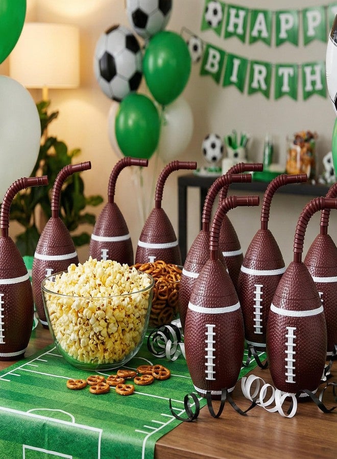 PAKCHOICE 12 Pcs Football Cups with Straws and Lids, 10oz Reusable Leak-Proof Football Party Favors, Textured Super Football Theme Birthday Party Supplies for Kids Adults, Game Day Tailgate Decorations - Image 4