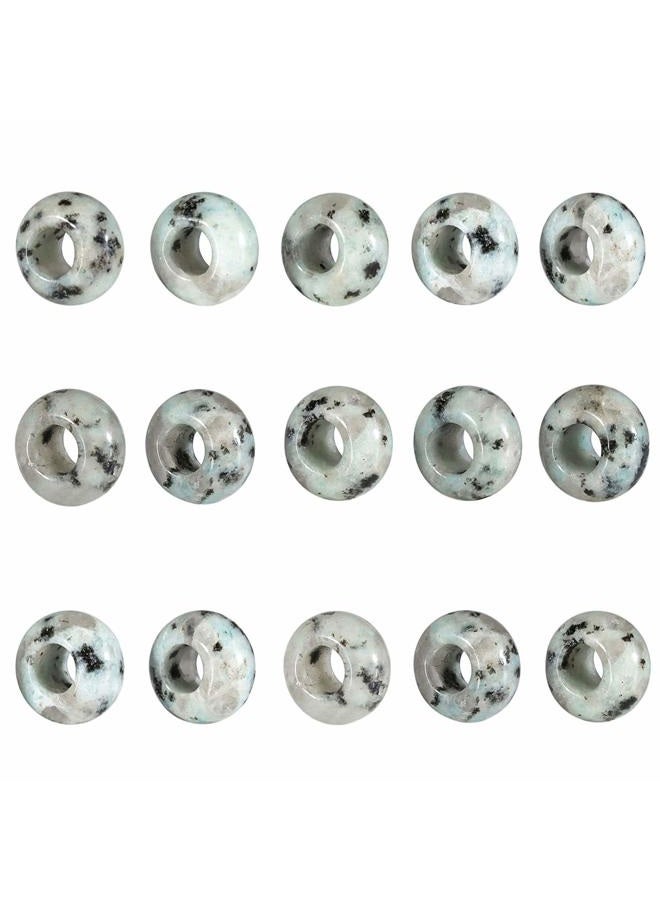 Amogeeli Big Hole Stone Beads Charms for Jewelry Making, Rondelle European Loose Beads Pack of 15 - Image 1