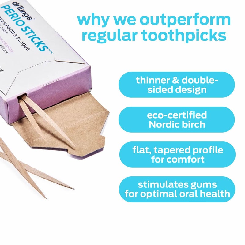 drTung's Dental Sticks for Teeth & Gum Cleaning - Toothpicks for Oral Care, Soft Floss Picks for Teeth, Interdental Plaque & Food Remover Tool, Perio Sticks - X-Thin, Bulk 100 Count (Pack of 6) - Image 2