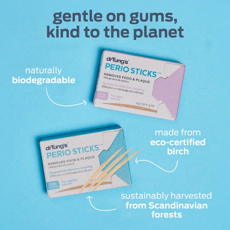 drTung's Dental Sticks for Teeth & Gum Cleaning - Toothpicks for Oral Care, Soft Floss Picks for Teeth, Interdental Plaque & Food Remover Tool, Perio Sticks - X-Thin, Bulk 100 Count (Pack of 6) - Image 3