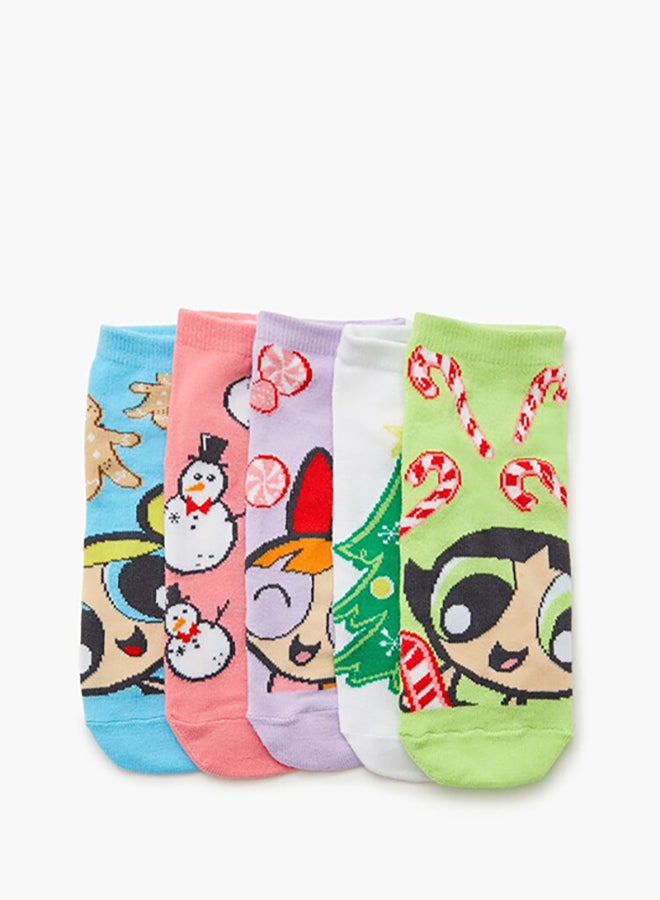 FOREVER 21 Christmas Powerpuff Girls Ankle Socks Set - 5 pack  - Image 3