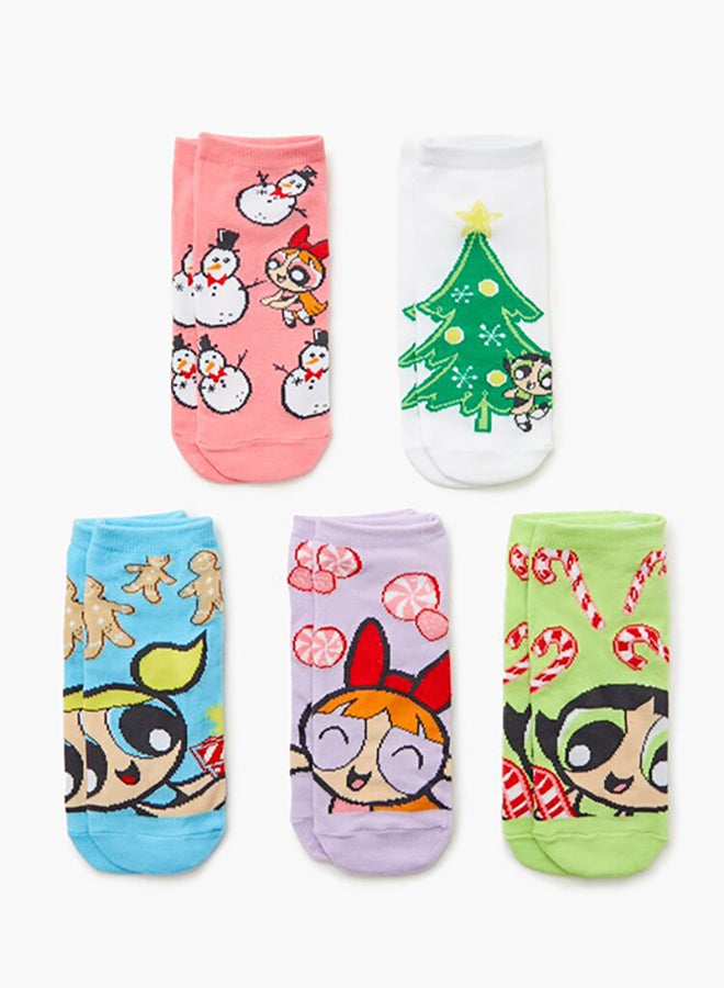 FOREVER 21 Christmas Powerpuff Girls Ankle Socks Set - 5 pack  - Image 2