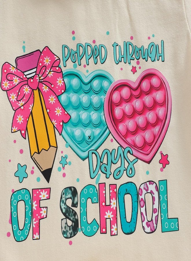 Douhoow Girls 100 Days of School Shirt Short Sleeve Toddler Girl Tops 100th Day of School Shirt Kids, Beige C, 4-5 Years - Image 5