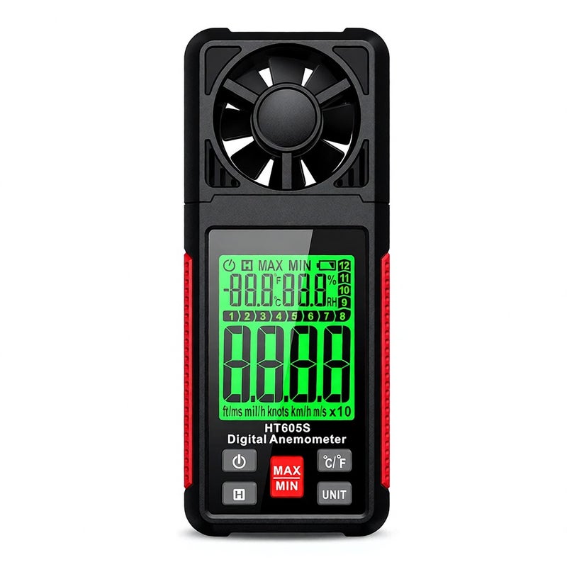 مقياس سرعة الريجال الرقمي HABOTEST HT605S مقياس سرعة الريح المحمول بمقياس بوفورت من 0 إلى 12 وشاشة LCD مصباح خلفية مقياس تدفق الهواء مقياس سرعة الهواء مقياس درجة الحرارة والرطوبة للبحارة والسباحة والطيران بالدرون - Image 1