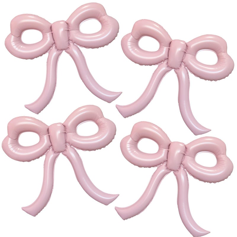 YTHETM 4 Pcs Light Pink Bow Balloons Bow Party Decorations for Girl Women Bow Birthday Decorations Giant Pastel Pink Bow Balloon for Graduation Baby Shower Bridal Wedding Decor Bachelorette Party Supplies - Image 1